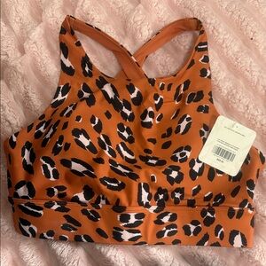 Leopard Print Sports Bra - Orange